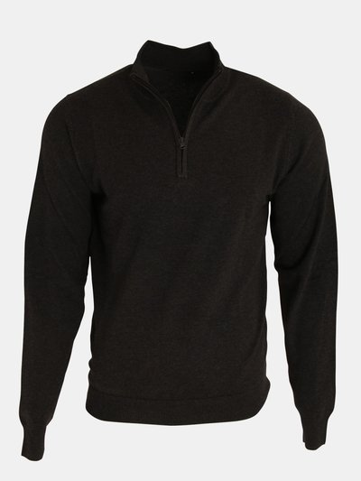 Premier Mens 1/4 Zip Neck Knitted Sweater (Black) product