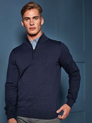 Mens 1/4 Zip Neck Knitted Sweater (Navy)