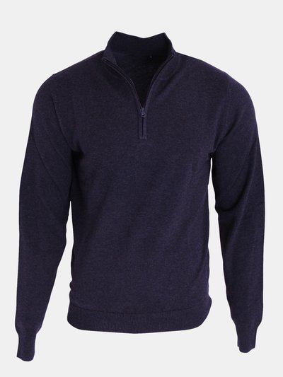 Premier Mens 1/4 Zip Neck Knitted Sweater (Navy) product