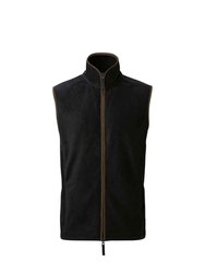 Mens Artisan Fleece Oversized Vest - Black/Brown