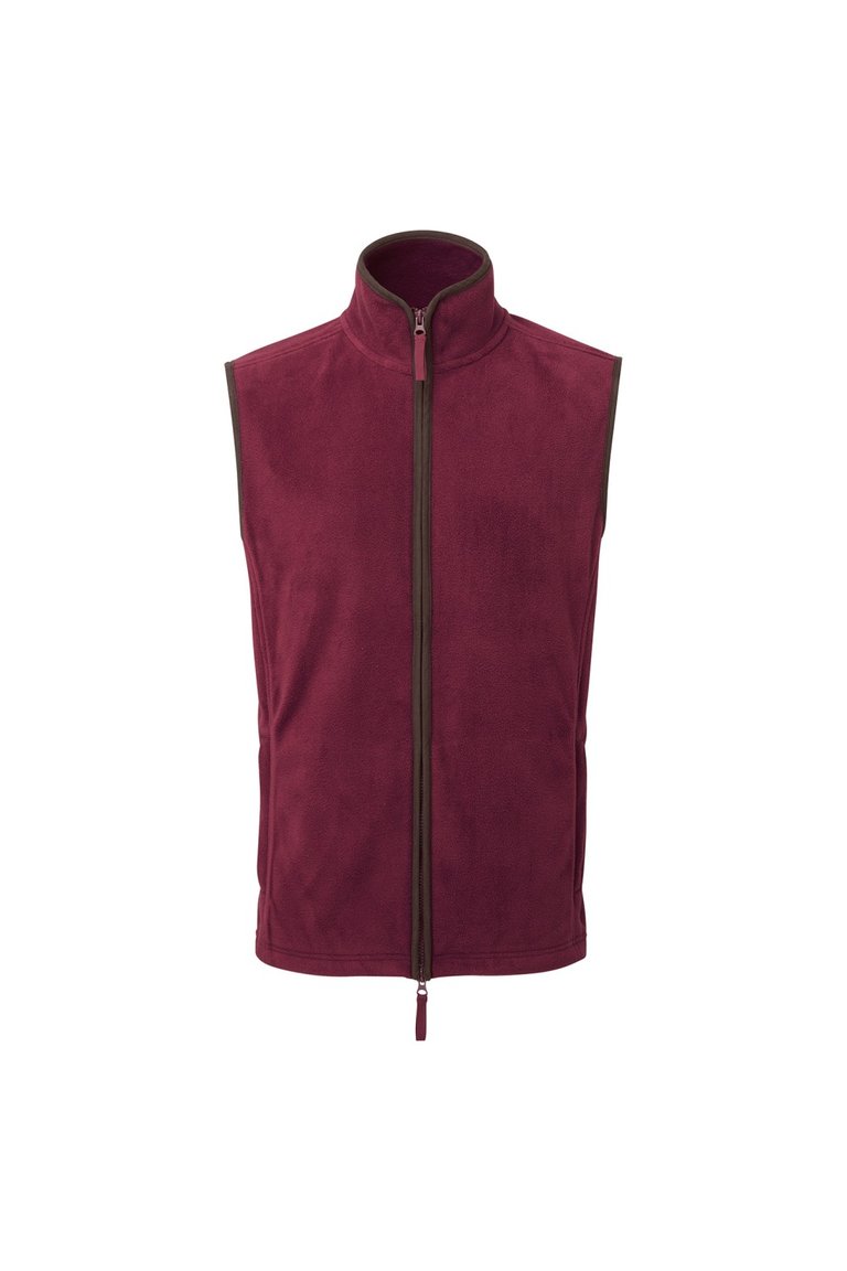 Mens Artisan Fleece Vest - Burgundy/Brown - Burgundy/Brown