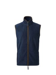 Mens Artisan Fleece Vest - Navy/Brown