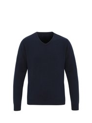 Mens Essential Acrylic V-Neck Sweater - Navy - Navy