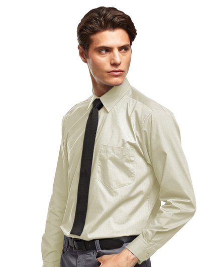Premier Mens Long Sleeve Formal Plain Work Poplin Shirt - Natural product