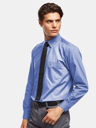 Mens Long Sleeve Formal Plain Work Poplin Shirt