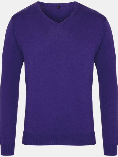 Premier Mens V-Neck Knitted Sweater (Purple) product
