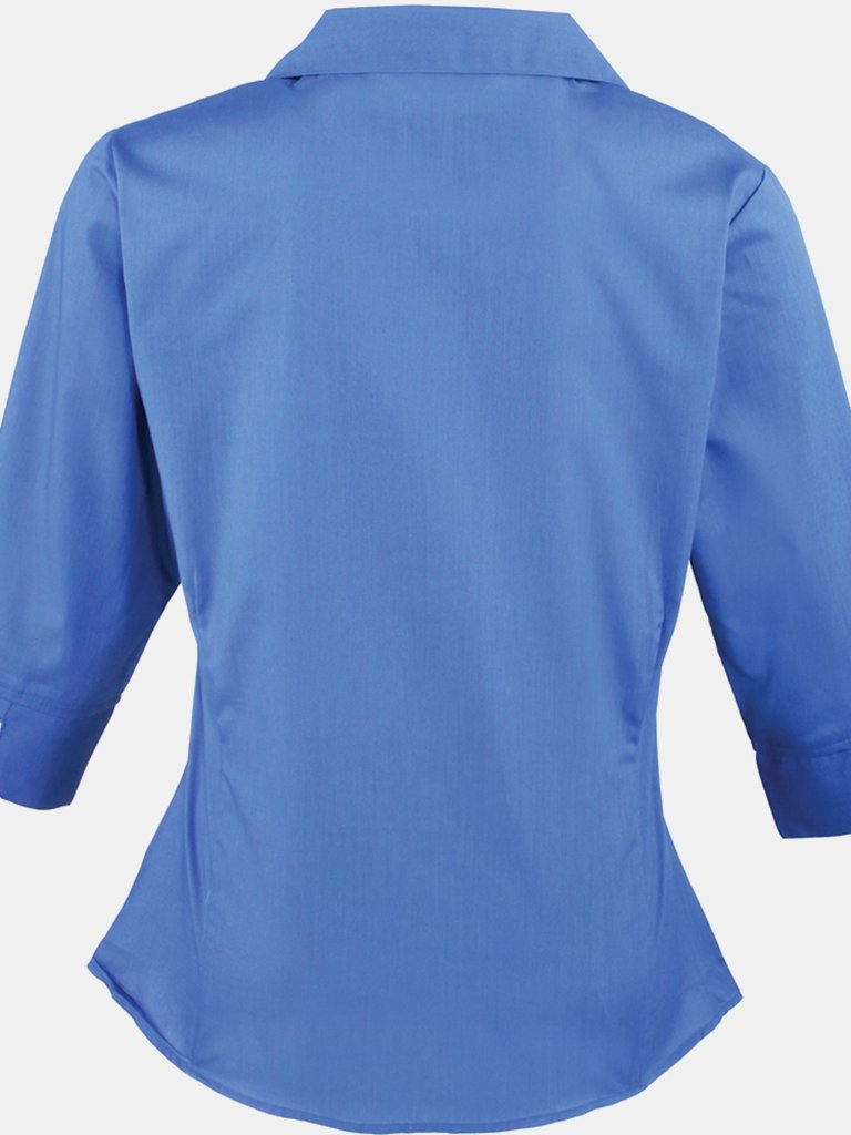 Premier 3/4 Sleeve Poplin Blouse / Plain Work Shirt (Royal)