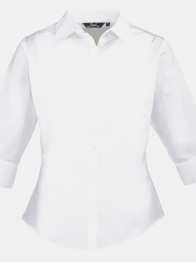 Premier Premier 3/4 Sleeve Poplin Blouse / Plain Work Shirt (White) product