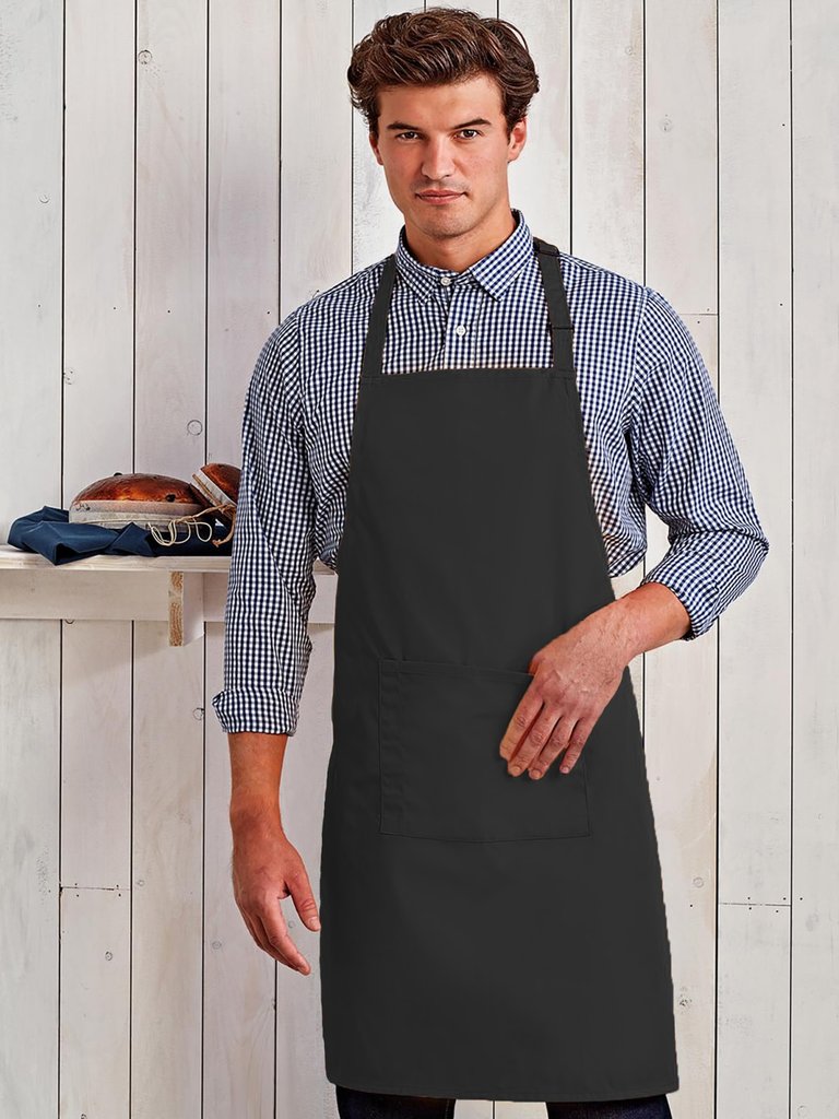 Premier Ladies/Womens Colours Bip Apron With Pocket / Workwear (Black) (One Size) (One Size)