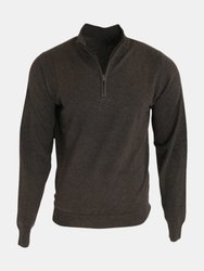 Premier Mens 1/4 Zip Neck Knitted Sweater (Charcoal) - Charcoal
