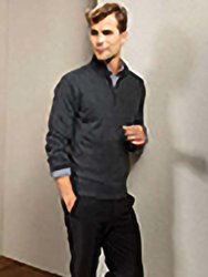 Premier Mens 1/4 Zip Neck Knitted Sweater (Charcoal)