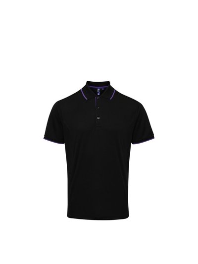 Premier Premier Mens Contrast Coolchecker Polo Shirt (Black/Purple) product