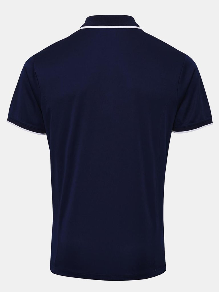 Premier Mens Contrast Coolchecker Polo Shirt (Navy/White)