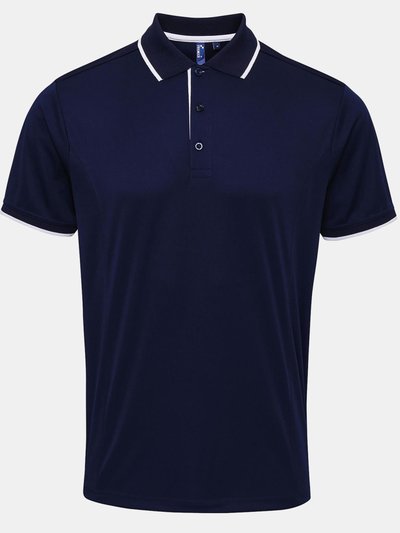 Premier Premier Mens Contrast Coolchecker Polo Shirt (Navy/White) product