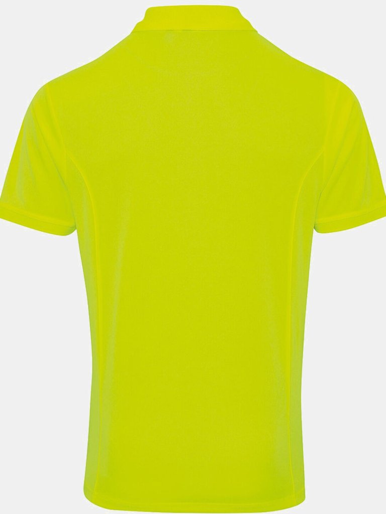 Premier Mens Coolchecker Pique Short Sleeve Polo T-Shirt (Neon Yellow)