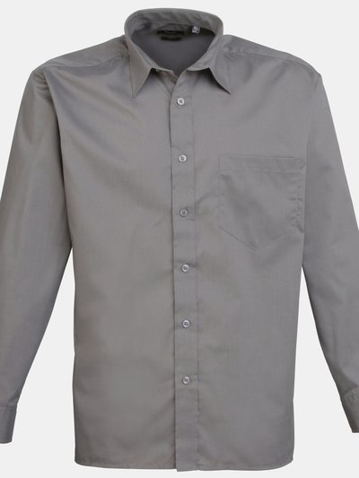 Premier Premier Mens Long Sleeve Formal Plain Work Poplin Shirt (Dark Gray) product