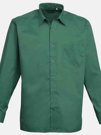 Premier Premier Mens Long Sleeve Formal Plain Work Poplin Shirt (Emerald) product