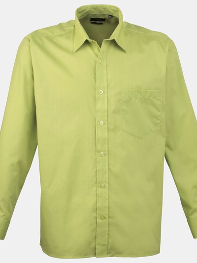 Premier Premier Mens Long Sleeve Formal Plain Work Poplin Shirt (Lime) product