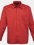 Premier Mens Long Sleeve Formal Plain Work Poplin Shirt (Red) - Red
