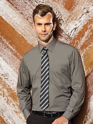 Premier Mens Long Sleeve Formal Plain Work Poplin Shirt (Steel)