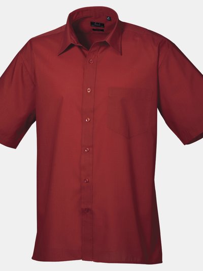 Premier Premier Mens Short Sleeve Formal Poplin Plain Work Shirt (Burgundy) product