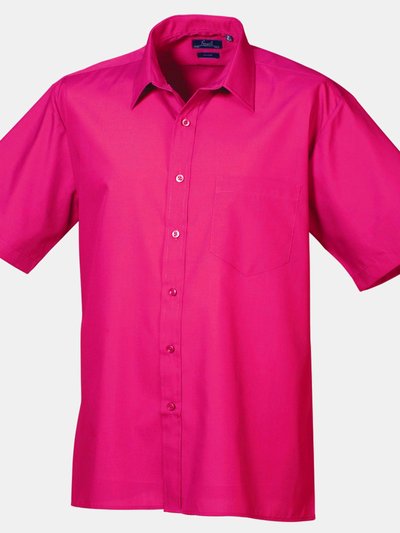 Premier Premier Mens Short Sleeve Formal Poplin Plain Work Shirt (Hot Pink) product
