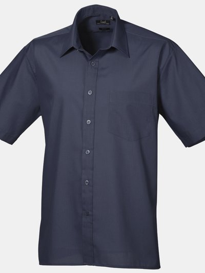 Premier Premier Mens Short Sleeve Formal Poplin Plain Work Shirt (Navy) product