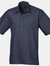 Premier Mens Short Sleeve Formal Poplin Plain Work Shirt (Navy) - Navy