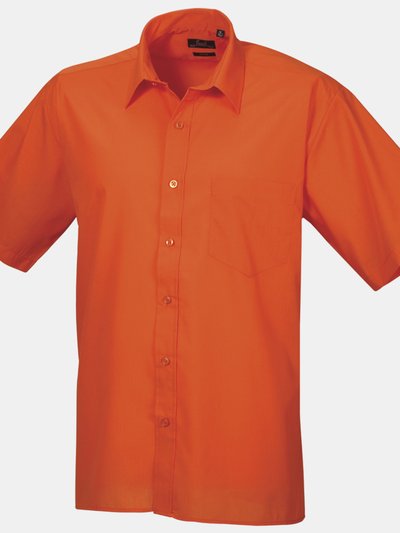 Premier Premier Mens Short Sleeve Formal Poplin Plain Work Shirt (Orange) product
