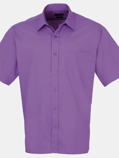 Premier Premier Mens Short Sleeve Formal Poplin Plain Work Shirt (Rich Violet) product