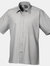 Premier Mens Short Sleeve Formal Poplin Plain Work Shirt (Silver) - Silver
