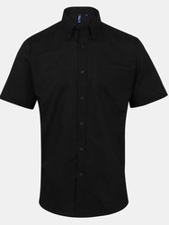 Premier Mens Signature Oxford Short Sleeve Work Shirt (Black) - Black