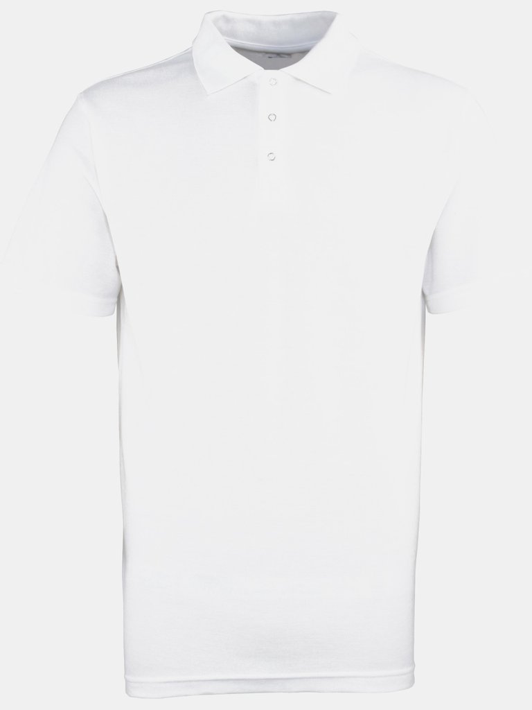 Premier Mens Stud Heavyweight Plain Pique Polo Shirt (White) - White