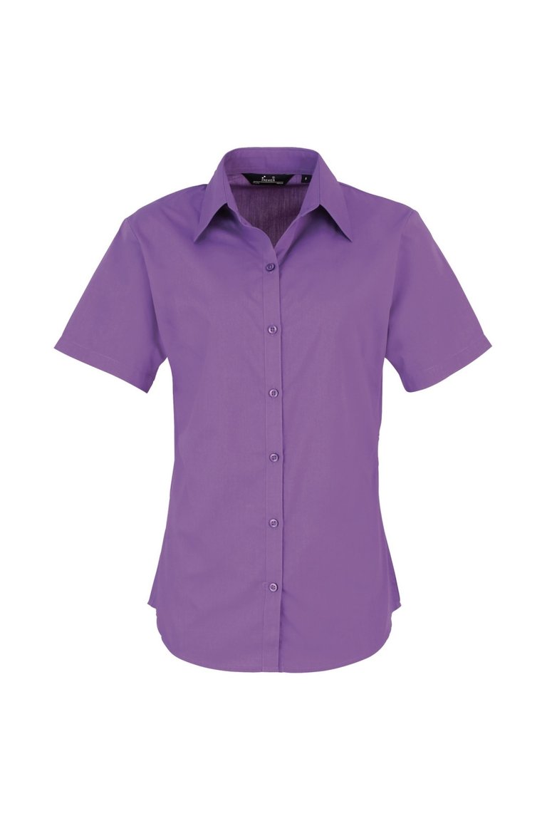 Premier Short Sleeve Poplin Blouse/Plain Work Shirt (Rich Violet) - Rich Violet