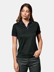 Premier Womens/Ladies Contrast Coolchecker Polo Shirt (Black/Purple)