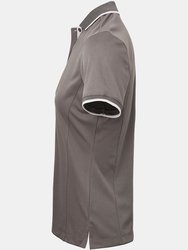 Premier Womens/Ladies Contrast Coolchecker Polo Shirt (Dark Gray/Silver)