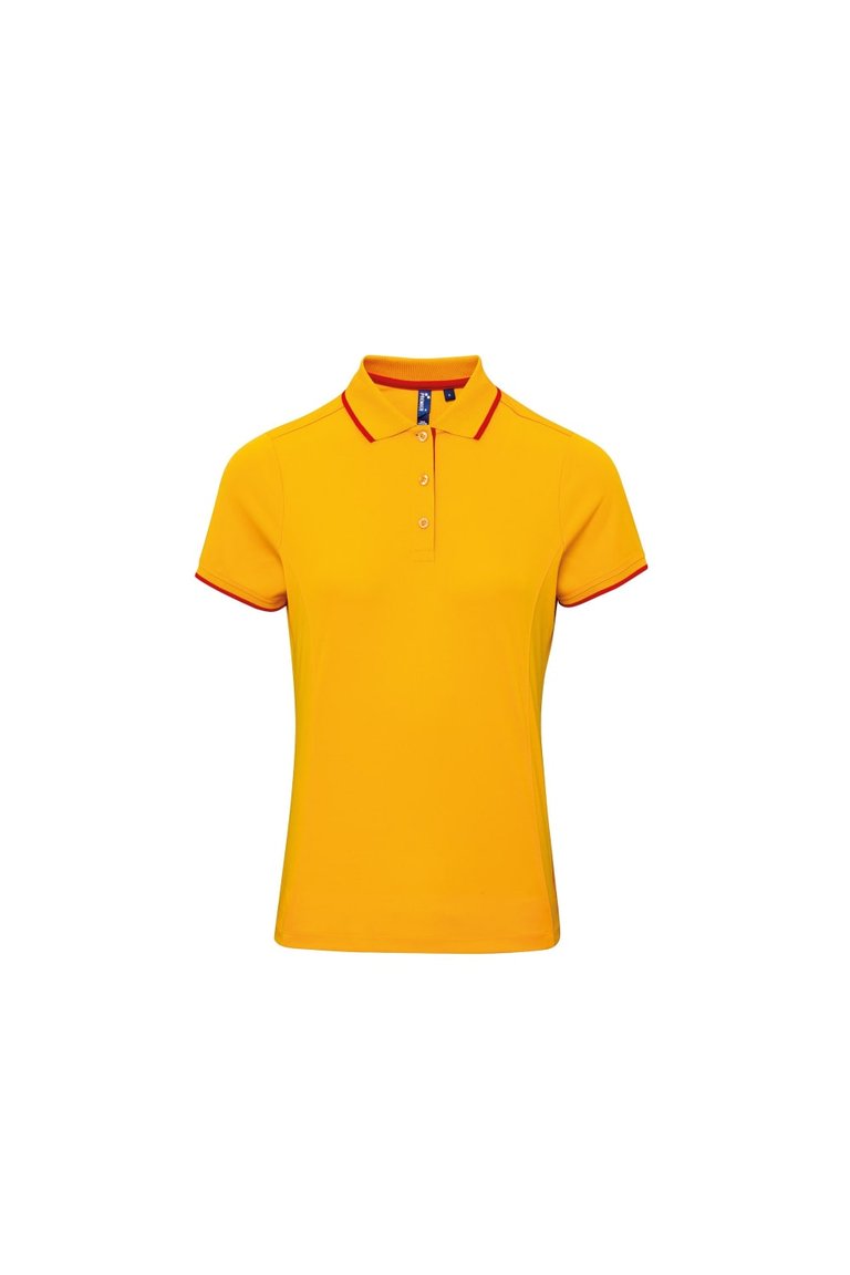 Premier Womens/Ladies Contrast Coolchecker Polo Shirt (Sunflower/Red) - Sunflower/Red