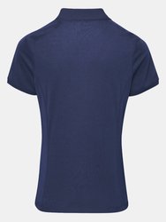 Premier Womens/Ladies Coolchecker Short Sleeve Pique Polo T-Shirt (Navy)