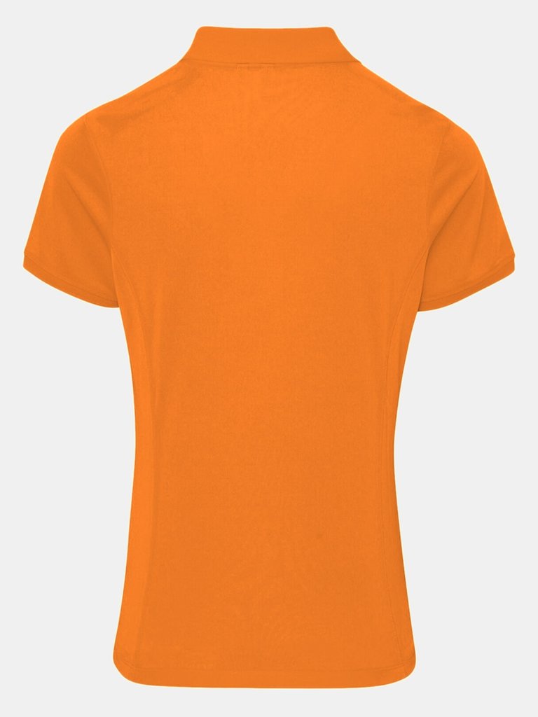 Premier Womens/Ladies Coolchecker Short Sleeve Pique Polo T-Shirt (Neon Orange)