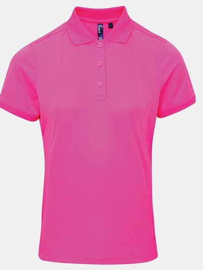 Premier Premier Womens/Ladies Coolchecker Short Sleeve Pique Polo T-Shirt (Neon Pink) product