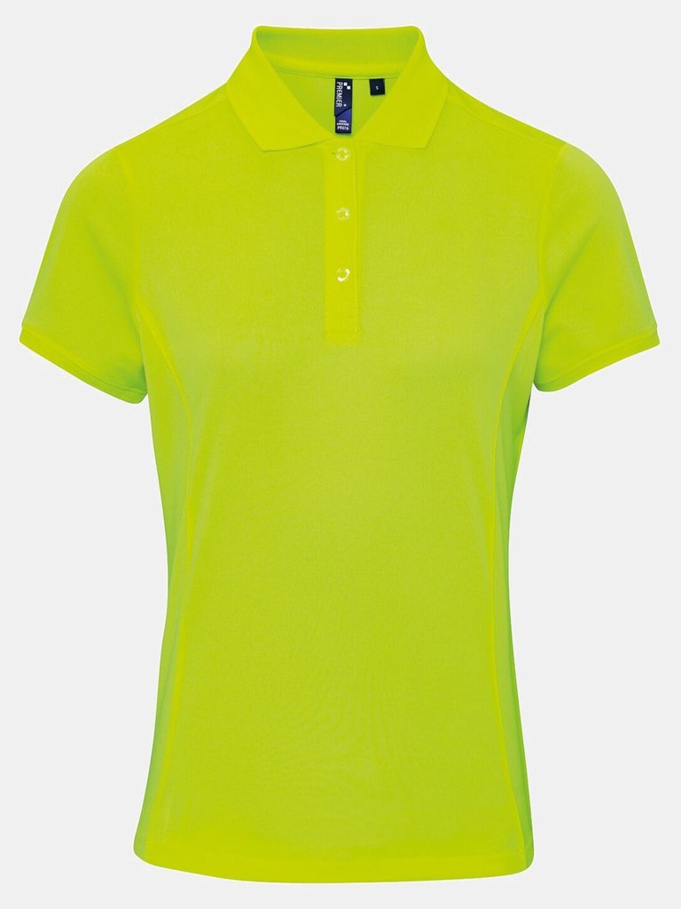 Premier Womens/Ladies Coolchecker Short Sleeve Pique Polo T-Shirt (Neon Yellow) - Neon Yellow