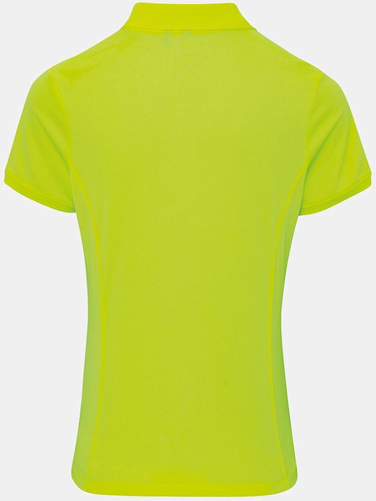Premier Womens/Ladies Coolchecker Short Sleeve Pique Polo T-Shirt (Neon Yellow)