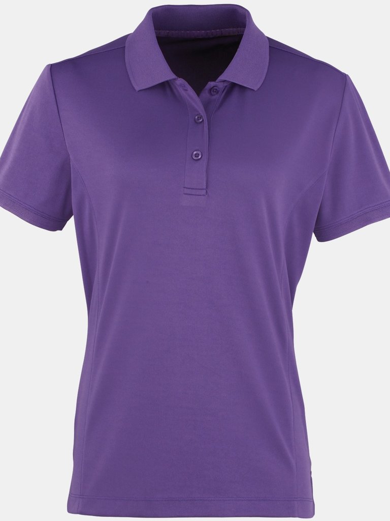 Premier Womens/Ladies Coolchecker Short Sleeve Pique Polo T-Shirt (Purple) - Purple