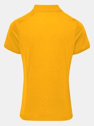 Premier Womens/Ladies Coolchecker Short Sleeve Pique Polo T-Shirt (Sunflower)