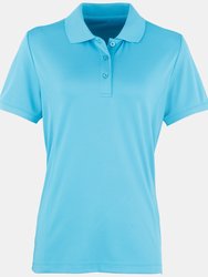 Premier Womens/Ladies Coolchecker Short Sleeve Pique Polo T-Shirt (Turquoise) - Turquoise