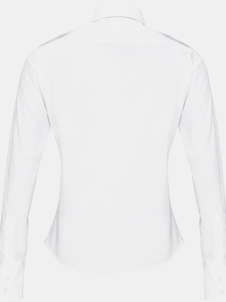 Premier Womens/Ladies Long Sleeve Pilot Shirt (White)