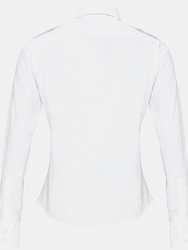 Premier Womens/Ladies Long Sleeve Pilot Shirt (White)
