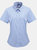Premier Womens/Ladies Microcheck Short Sleeve Cotton Shirt (Light Blue/White) - Light Blue/White