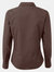 Premier Womens/Ladies Poplin Long Sleeve Blouse / Plain Work Shirt (Brown)