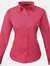 Premier Womens/Ladies Poplin Long Sleeve Blouse / Plain Work Shirt (Hot Pink) - Hot Pink